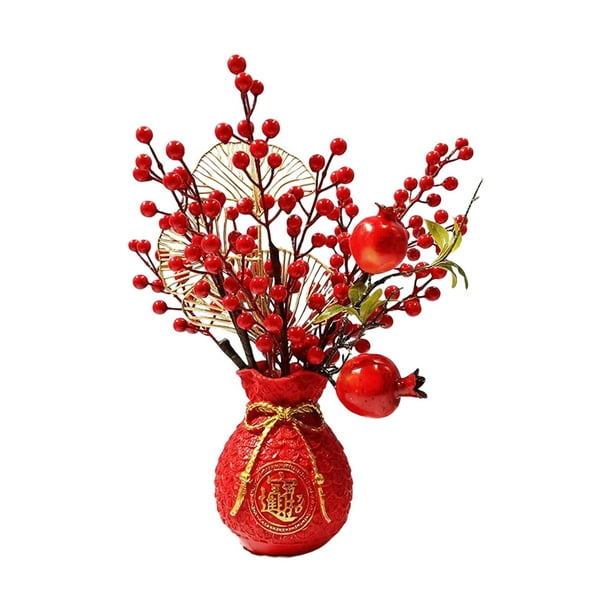 Artificial Red Berries Bouquet Flower Arrangements Decorative in