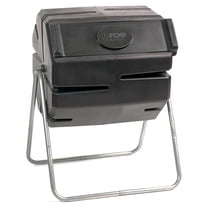 37 Gallon 1 Piece Plastic Single Chamber Roto Tumbling Composter Outdoor Elevated Rotating Garden Compost Bin, Black