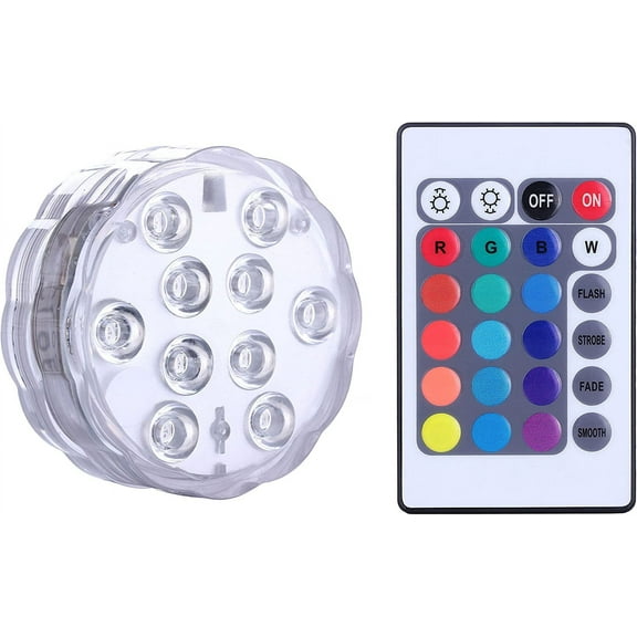 Submersible LED Lights Remote Control Battery Powered, RGB Multi Color Changing Waterproof Light for Pool, Vase Base, Spa, Aquarium, Pond, Hot Tub, Decoration, Party, Set of 1