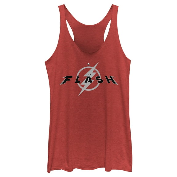 Women's The Flash Black Official Logo Racerback Tank Top Red Heather Small