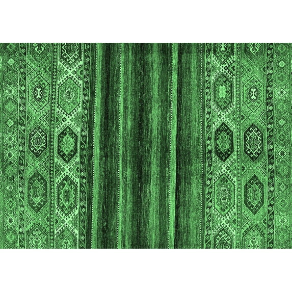 Ahgly Company Indoor Rectangle Abstract Emerald Green Modern Area Rugs, 6' x 9'