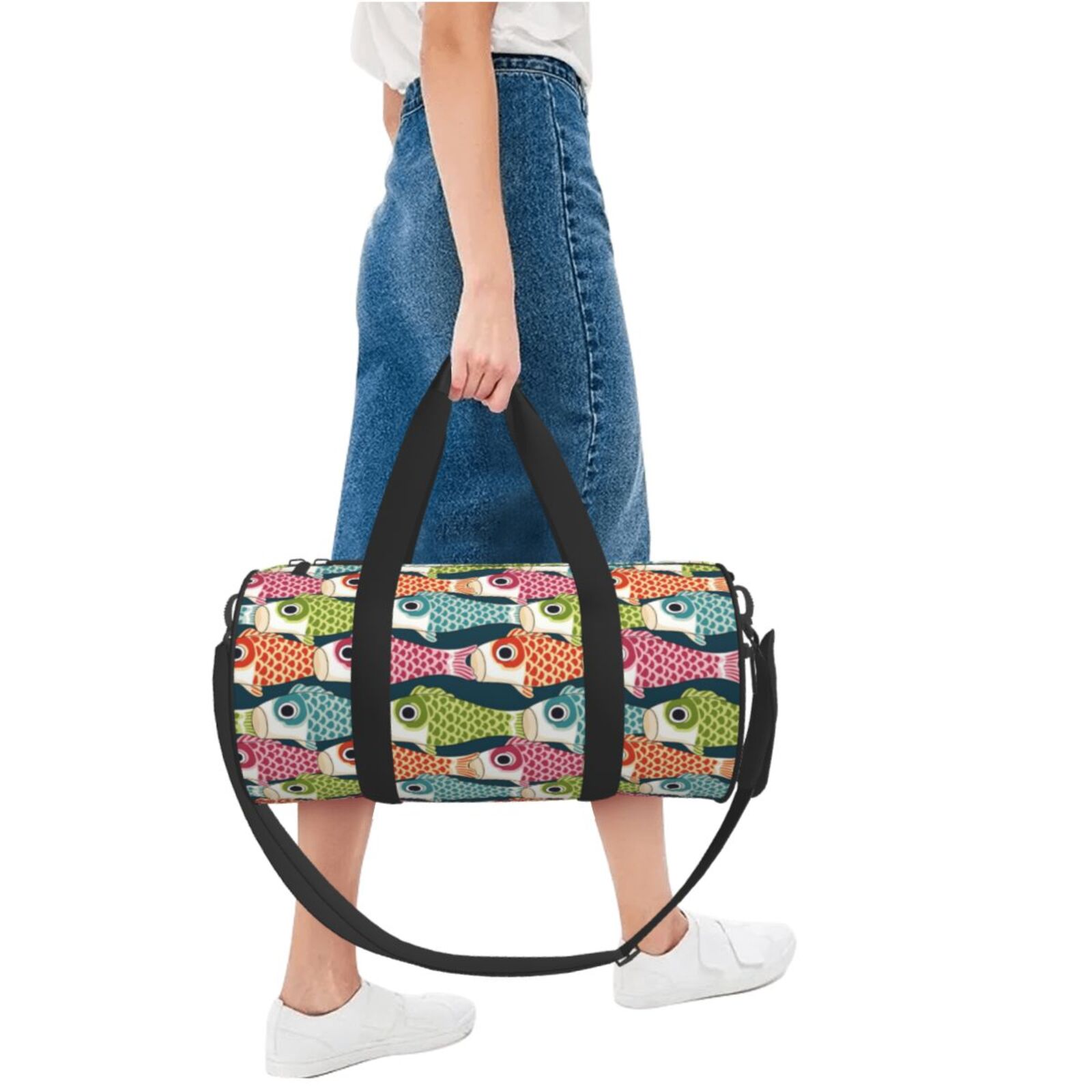 Vsdgher Lantern Koi Fish 45L Foldable Duffel Bag, Sports Gym Bag,Overnight Bag, Portable Weekender Bag for Airplanes