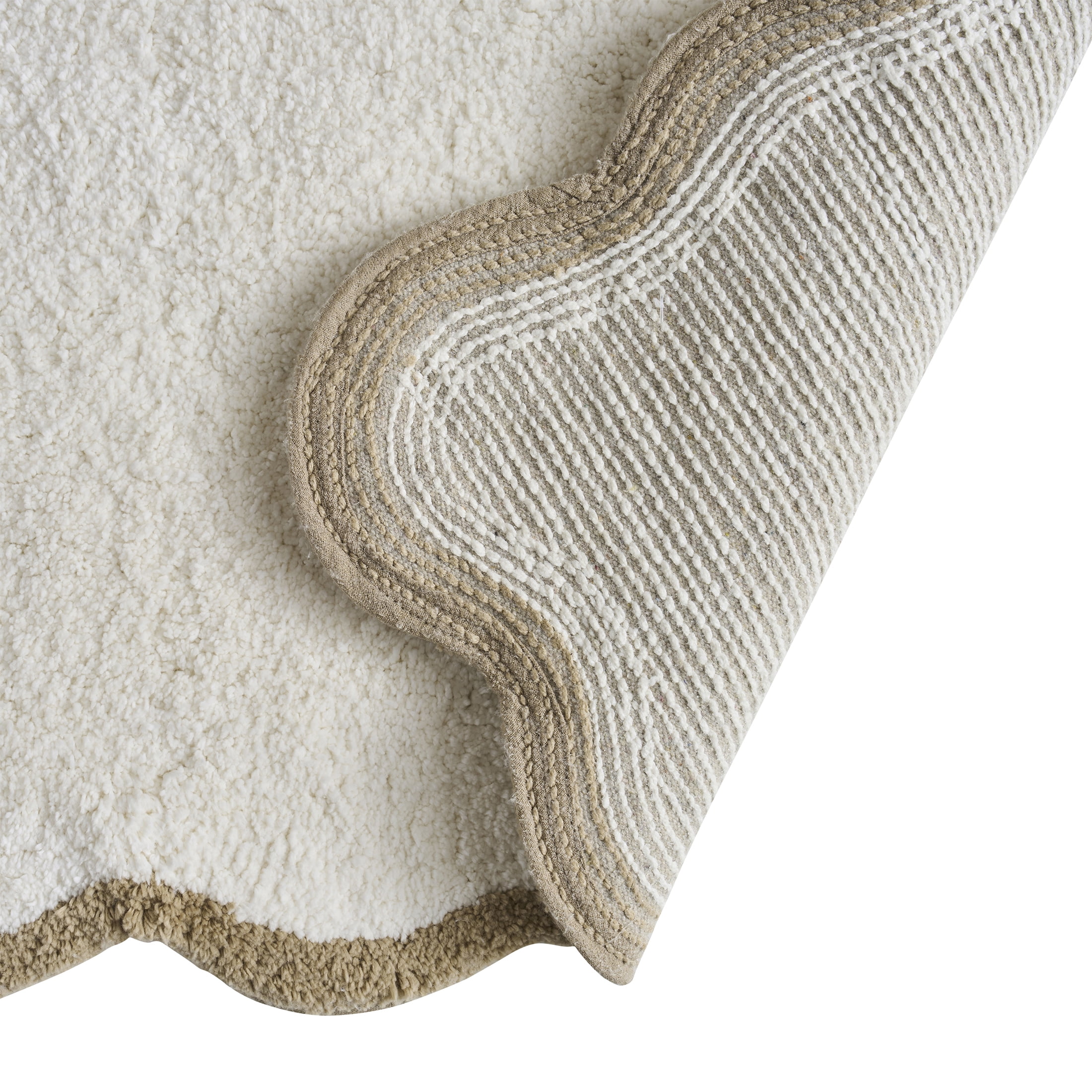 My Texas House Whitney Ivory Scallop Cotton Bath Rug, 20" x 32"