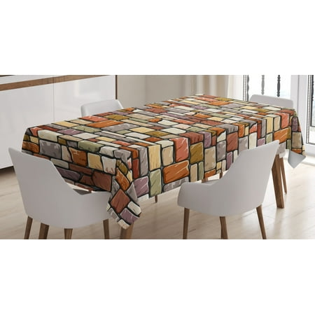 

Grunge Tablecloth Cartoon Wall Pattern with Stone Motifs Construction Architecture Inspired Design Rectangular Table Cover for Dining Room Kitchen 52 X 70 Inches Multicolor by Ambesonne