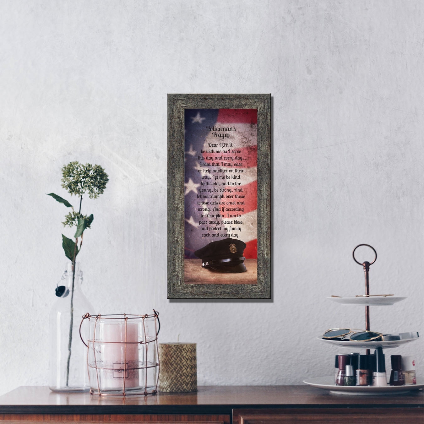 Police Officer Gifts, Law Enforcement Gifts, Police Gifts for Men, Gifts for Cops, First Responders, Sheriff, Deputy or State Police, Picture Framed Wall Art for the Home or Police Station, 7365BW