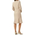 thumbnail image 3 of INSPIRE CHIC Women's 2 Piece Dress Suit Set Collarless Open Front Fishtail Midi Blazer and Dress Set XL Beige, 3 of 6