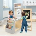 thumbnail image 2 of Patiojoy Ensemble Chevalet d'Art pour Enfants & Table & Banc Centre d'Art Multifonction Bureau avec Grand Rangement Chevalet Réglable Double Face Rouleau de Papier Remplaçable Gris, 2 of 9