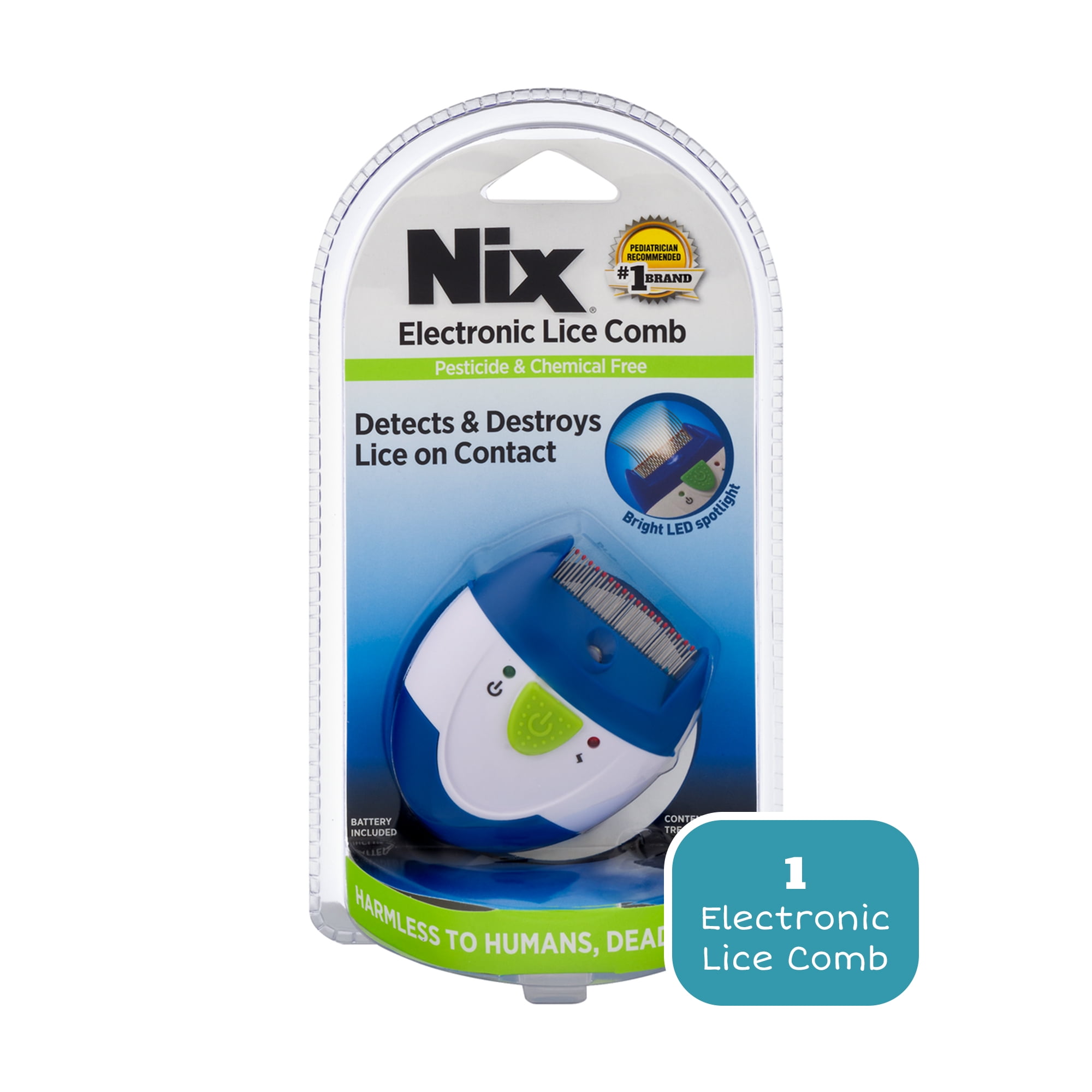 Nix Electronic Lice Comb, Instantly Kills Lice & Eggs and Removes From Hair
