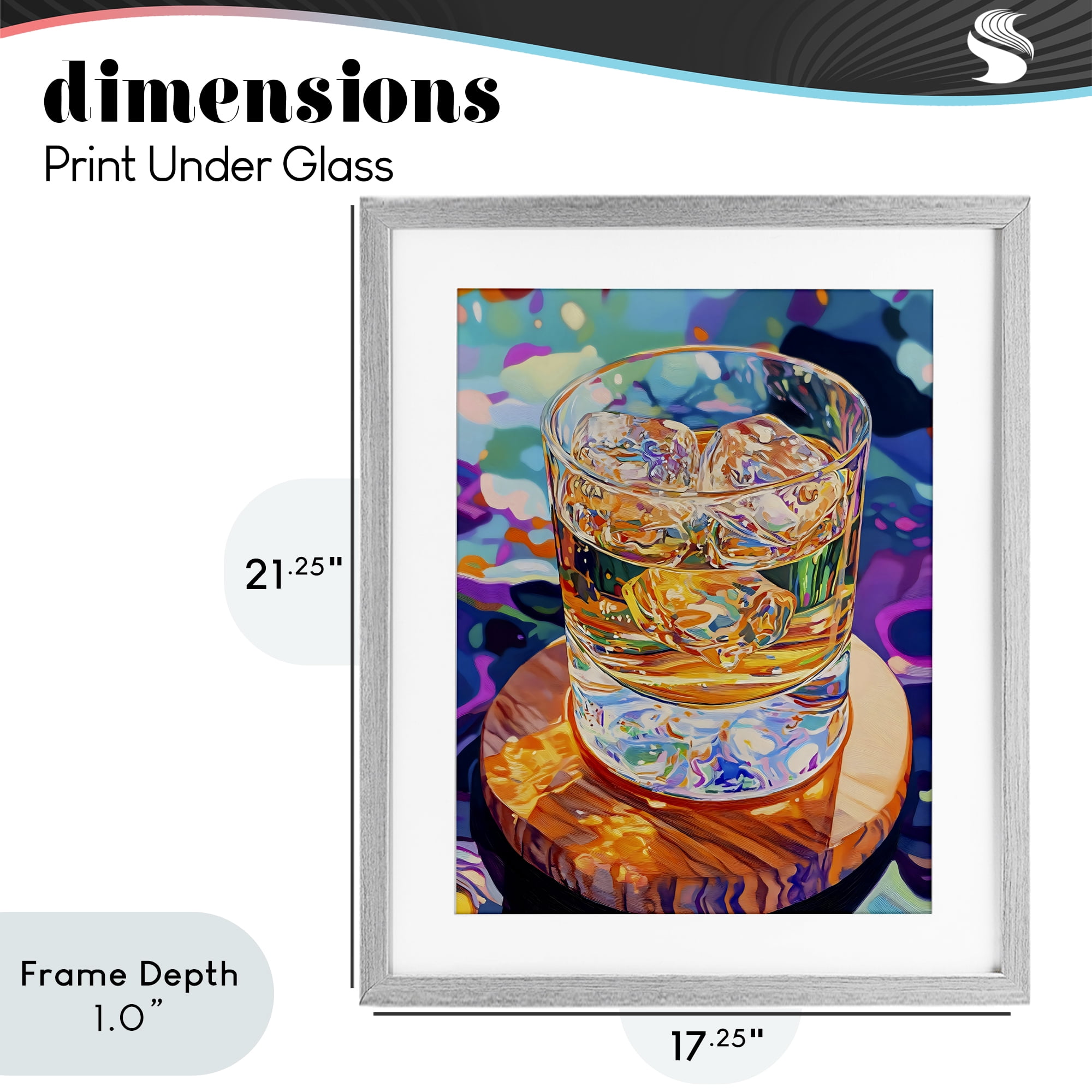 Stupell Industries Ice Cold Glass Reflections Gray Framed Print Under Glass, design by Creative Studio