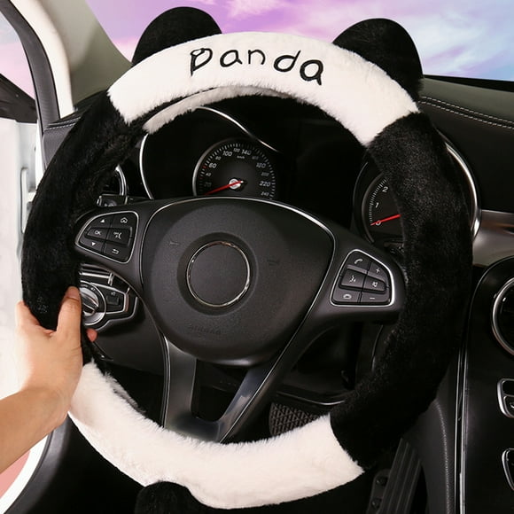 Dvkptbk Steering Wheel Car Steering Wheel Cover with Short Plush Winter Protective Cover Warm and Antifreeze Universal Handlebar Set Fashionable Cute Car Interior Steering Wheel Cover