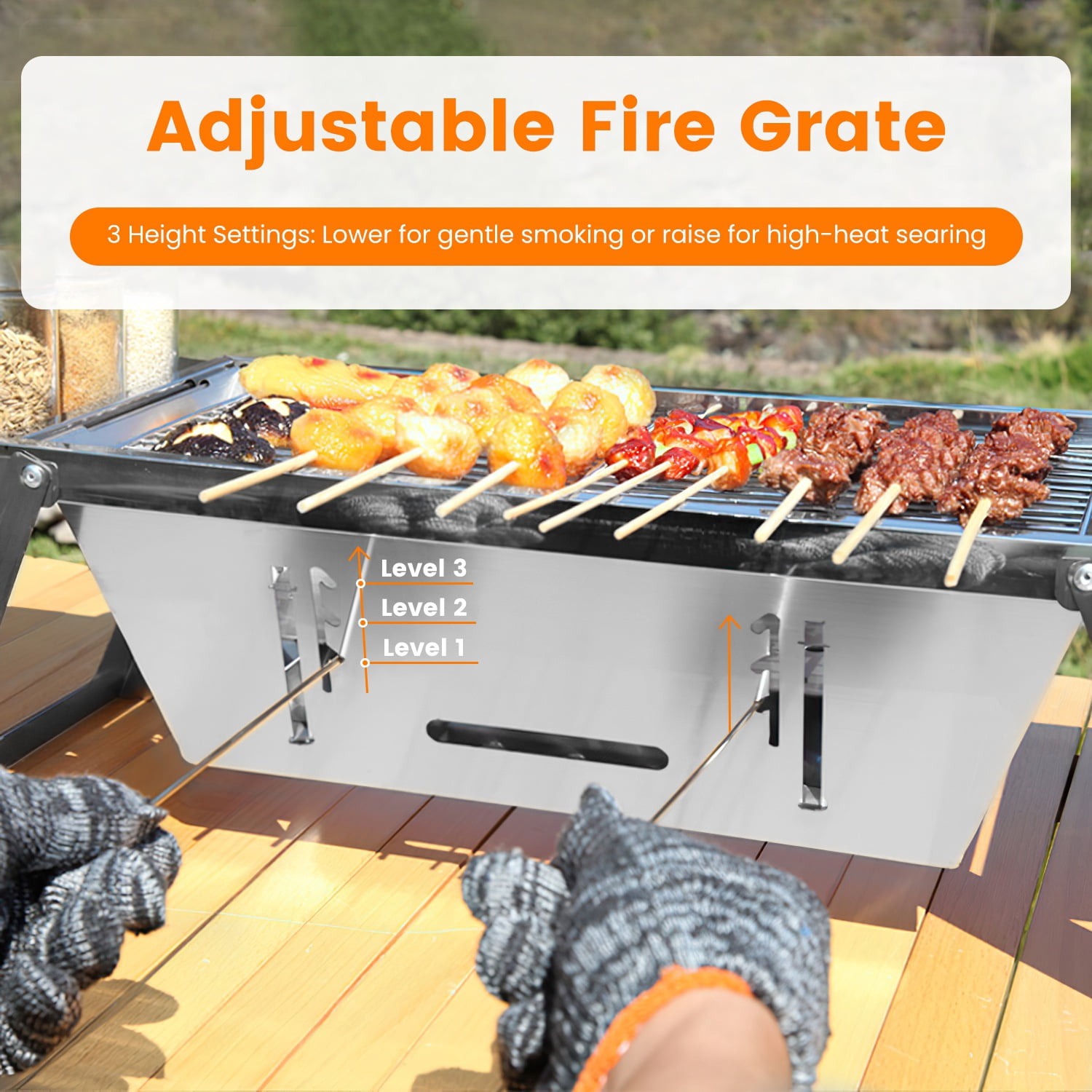 Imountek 3 in 1 Foldable Charcoal Grill, Fire Pit Slow Cooker 2-3 People Stainless Steel BBQ Grill for Camping Tailgating Yard
