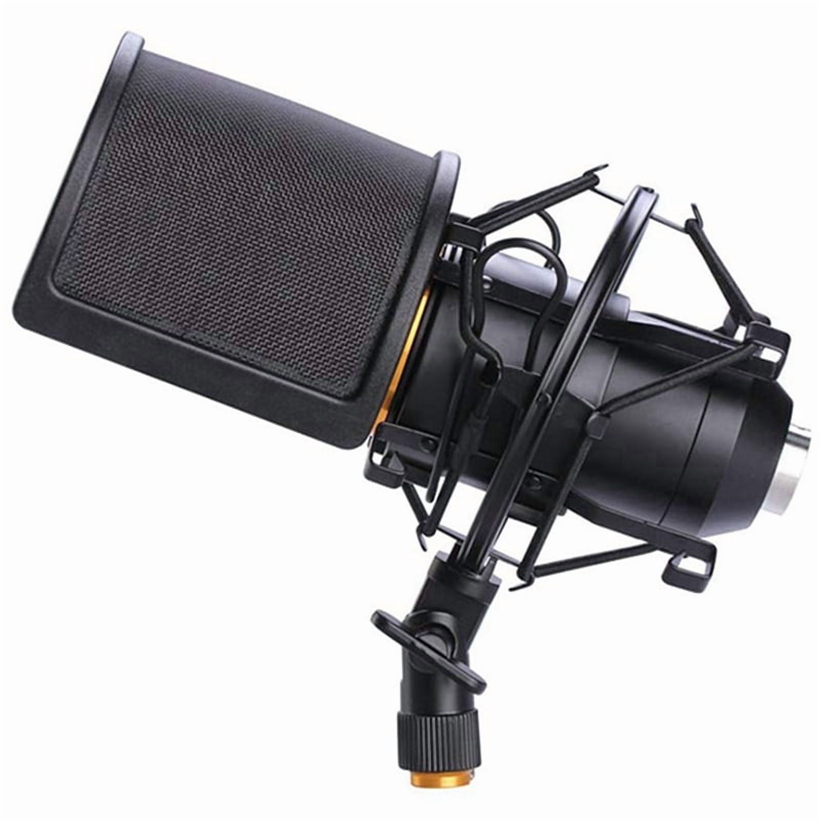 3X Microphone Shock Mount with Microphone Filter Windscreen Suspension Shock Mount Holder Clip