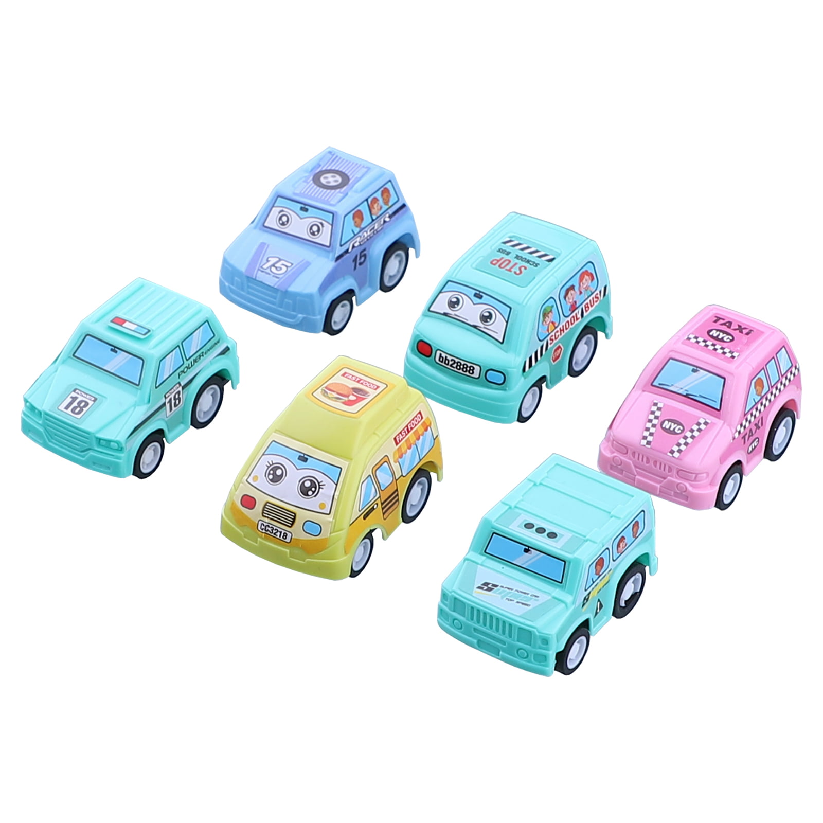 6Pcs/Set Toddler Car Toys Mini Cartoon Pull Back Vehicles Model Early Educational Toy Cute Gift for Baby Children Kids