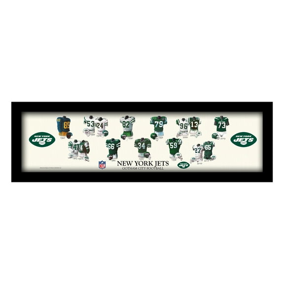 New York Jets 8" x 26" Framed Art Uniform Heritage Print