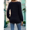 thumbnail image 5 of Button Up Sweater for Women Fall Knit Pullover Sweaters Long Sleeve Henley Shirts Crewneck Tunic Tops Black XL, 5 of 6