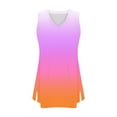 thumbnail image 6 of Summer Womens Gradient Print Sleeveless Shirts V Neck Tank Tops Loose Fitted Tunic Tees Casual Trendy Camisole Side Split Cami Going Out, 6 of 7