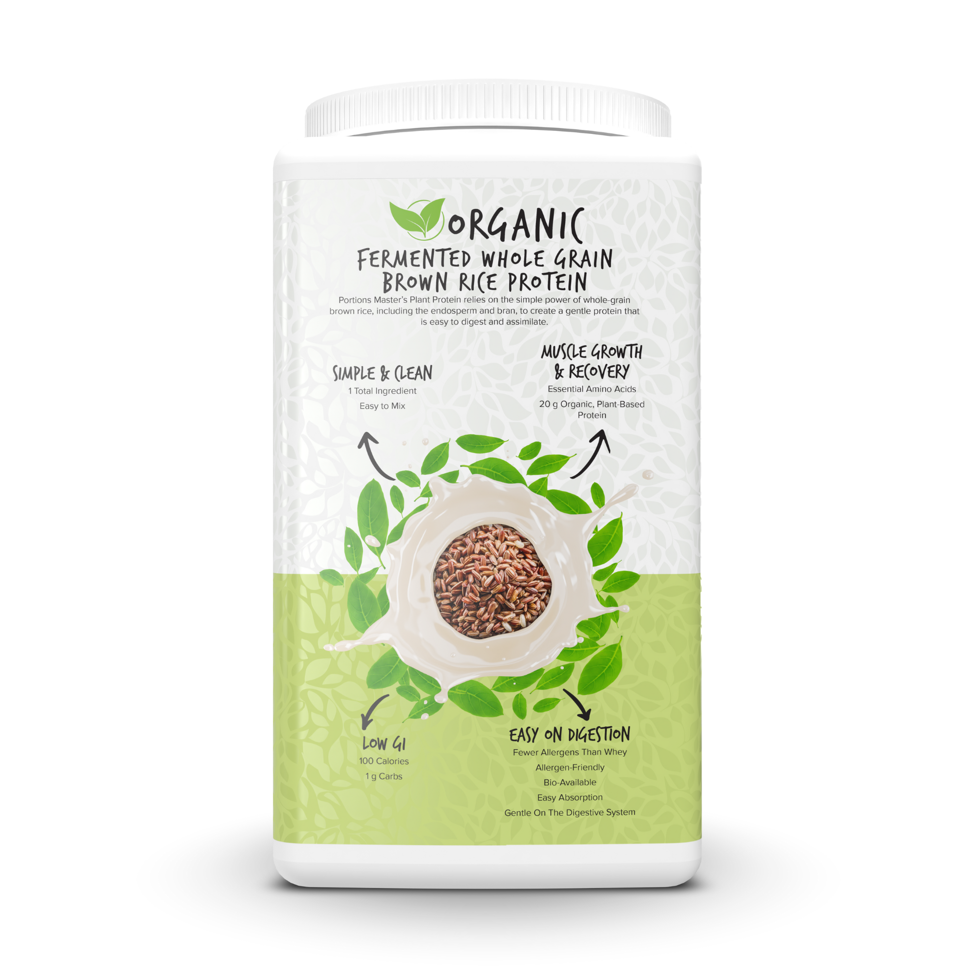 Portions Master Plant Protein Powder, Vegan, Gluten-Free, Dairy-Free (Unflavored 750g)