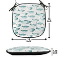 thumbnail image 5 of Koi Fish Chair Seating Cushion Set of 4, Regular Different Sized Japanese Koi Fish Patterns Ocean Marine Underwater Theme, Seat Pads for Office with Anti-slip Backing, 16"x16", Teal, by Ambesonne, 5 of 7