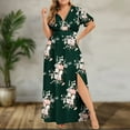 thumbnail image 2 of Jophufed Womens Plus Size Summer Dresses 2024 Party Boho Print Maxi Long Dress V-Neck Short Sleeve Dresses for Wedding Guest on, 2 of 5