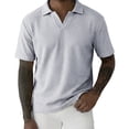 thumbnail image 3 of RongHuan Mens Casual T-Shirts Short Sleeve Textured Knit V Neck Shirt Casual Golf Shirts Stylish Solid Color Tops, 3 of 6