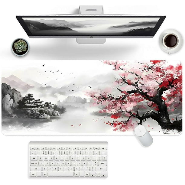 Gaming Mouse Pad, XXL White Mouse Pad 900x400x2, Manga Mouse Pad, Non-slip Natural Rubber Base