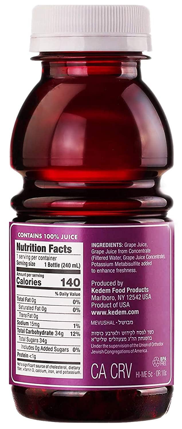Kedem Concord Grape Juice, 8oz Plastic Bottle 24 Pack