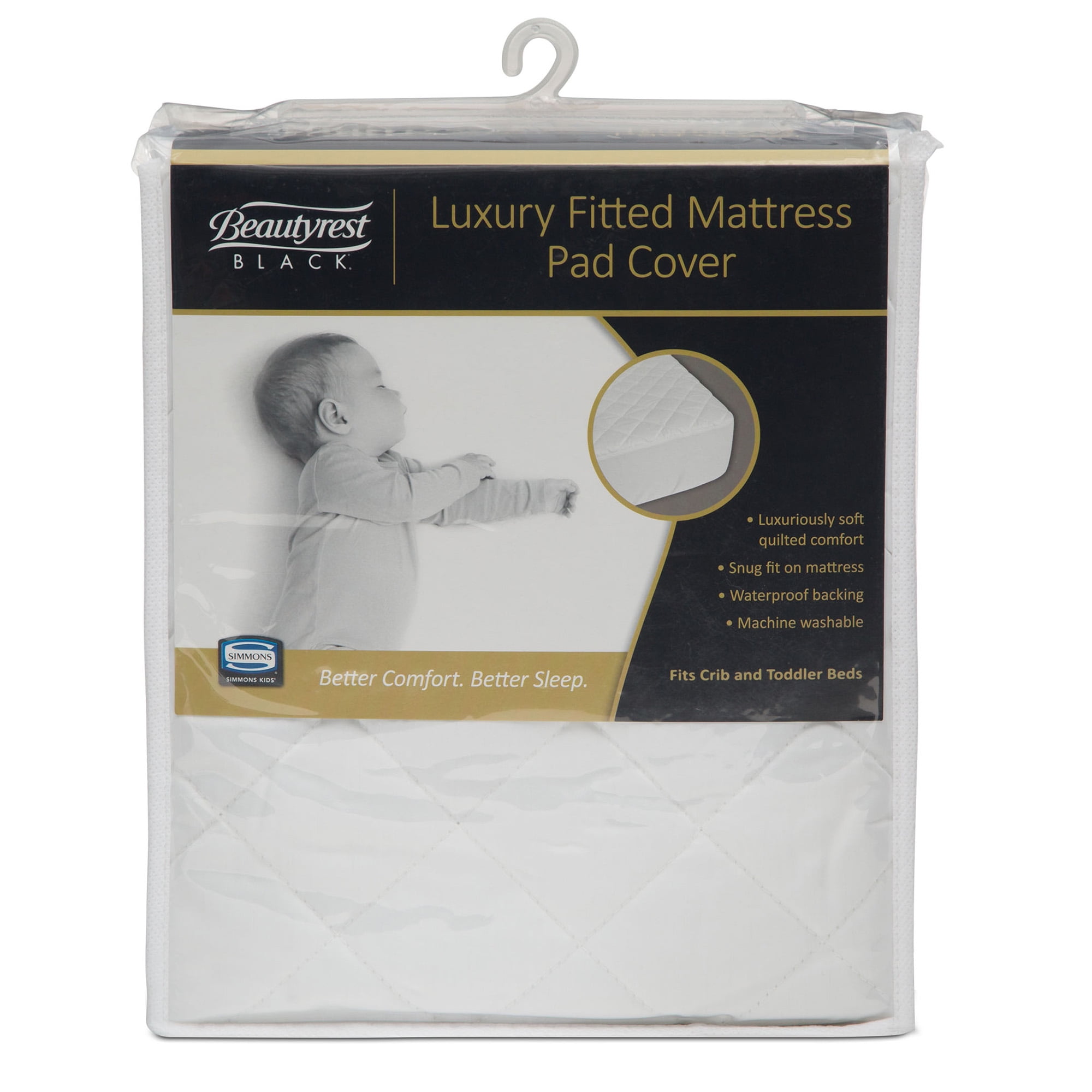 Beautyrest Black Luxury Fitted Baby Crib Mattress Pad Cover | Waterproof | 52? x 28? | Machine Washable (Bright White)