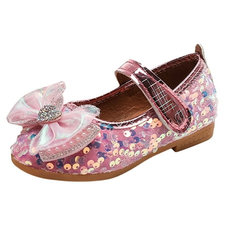 

Rovga Girls Sandals fashionable New Pattern Sequin Bow Decoration Cute Flat Bottomed Lightweight Shoes Cute Toddler First Walkers Pink 4.5-5 Years