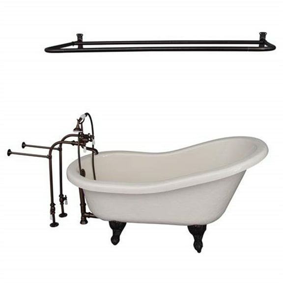 Barclay Clawfoot Soaking Bathtub Kit with Curtain Rod 60L 29.75W 31H