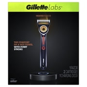 Gillette Labs Men's Heated Razor Starter Kit - 1 Handle, 2 Blade Refills, 1 Charging Dock, Black