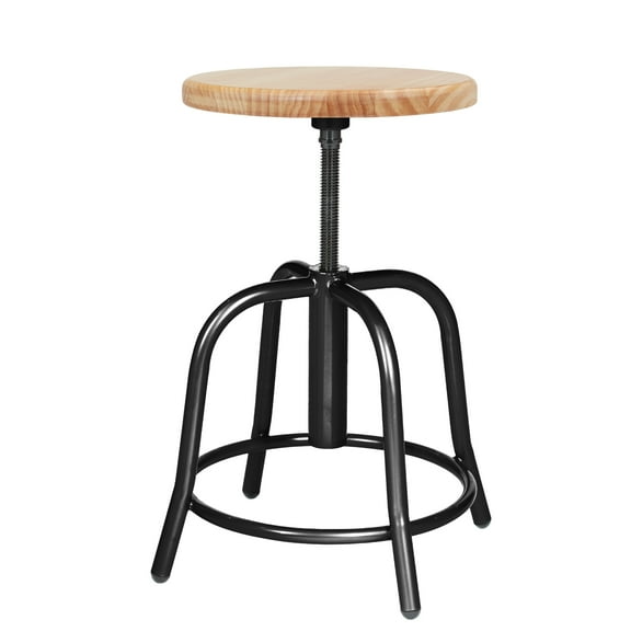 Hampden Furnishings Vince Collection Swivel Stool with Wood Seat, Black Frame