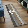 thumbnail image 4 of White Anchor Washable Runner Rugs 2'x6', Costal Brown Grey Stripes Wood Grain Bottom Low Pile Throw Entryway Rug Non-Slip Sturdy Edge Binding Carpet for Indoor Bedside Entrance Bedside, 4 of 9
