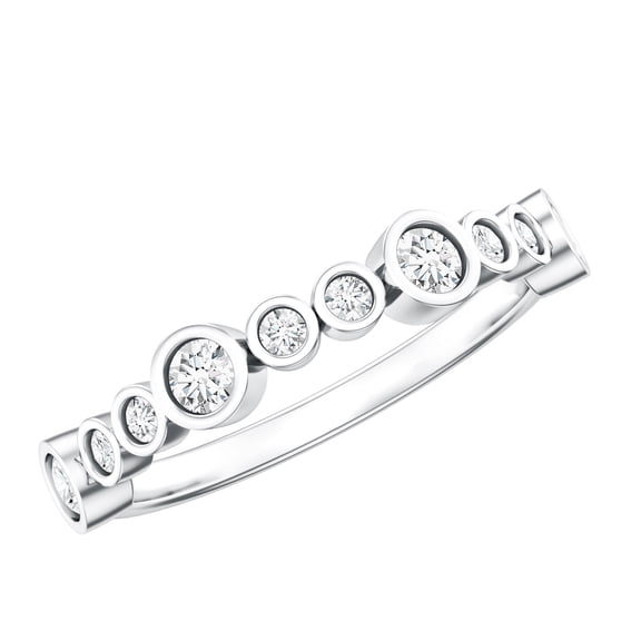 Rosec Jewels Lab Created Diamond Half Eternity Band Ring - EF- VS Quality Certified - Bezel Set Diamond Stackable Ring for Women, 925 Sterling Silver, US 4.00