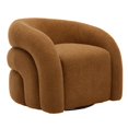 thumbnail image 2 of Boucle Swivel Chair No Assembly Round Upholstered Swivel Barrel Arm Chair Single Sofa Chair Reading Chair for Living Room-Orange, 2 of 7
