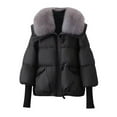 thumbnail image 4 of Sakmal Quilted Womens Winter Coats with Faux Fur Zip Up Oversized Puffer Down Coat Padded Black Windbreaker Jackets for Women, 4 of 5
