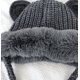 thumbnail image 3 of Lindo gorro de felpa de punto Lei Feng de lana cálida protección para los oídos para niños en otoño e invierno (gris oscuro), 3 of 5