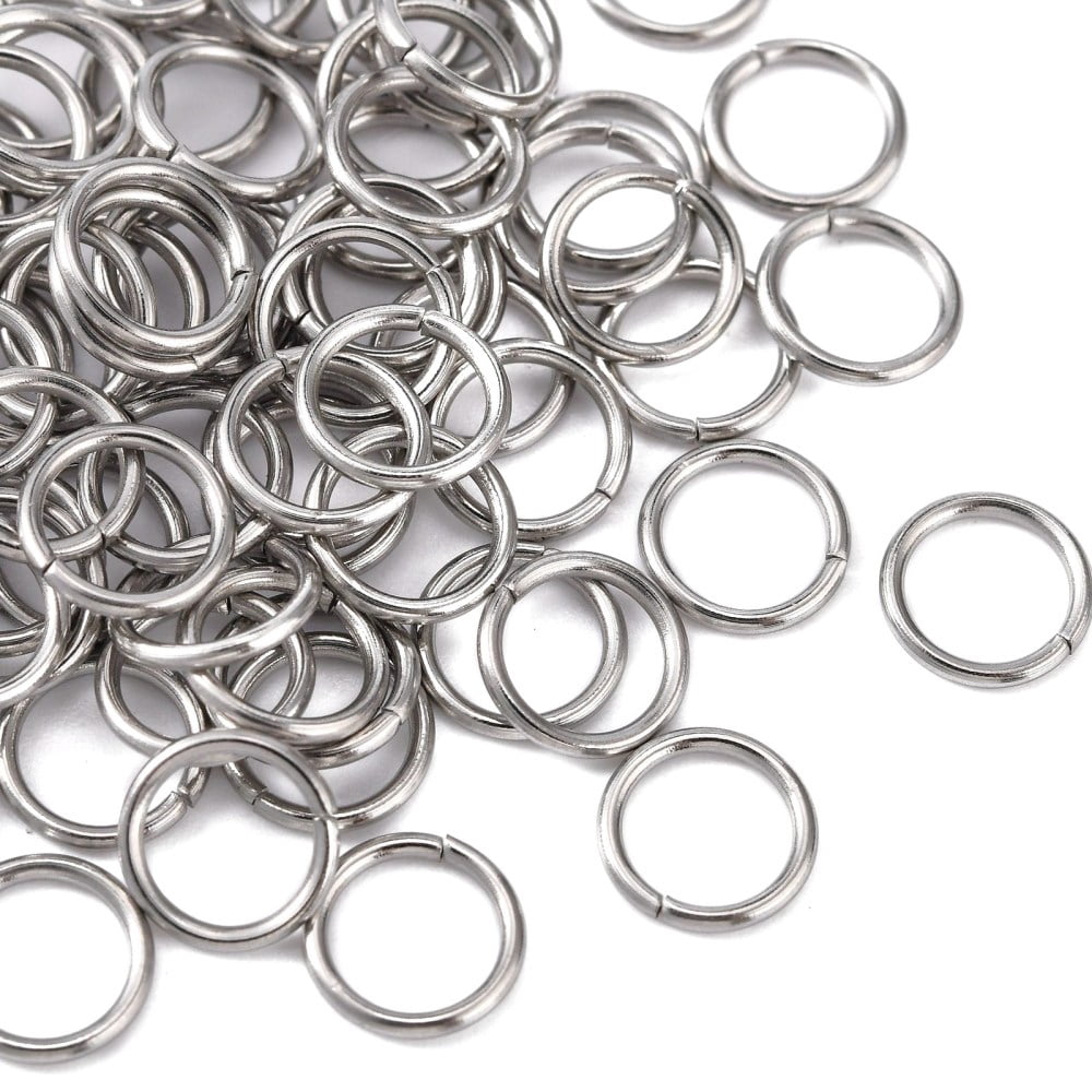 4000pc Resistant 304 Stainless Steel Open Jump Rings Round Stainless Steel Color 18 Gauge 8x1mm Inner Diameter: 6mm