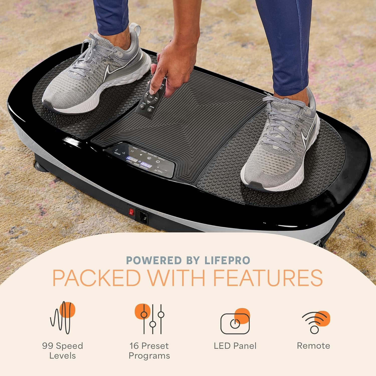 Lifepro Rumblex Max 4D Vibration Plate Exercise Machine – Triple Motor Full Body Vibrating Plate for Weight Loss, Circulation, Recovery & Home Fitness Training - Black