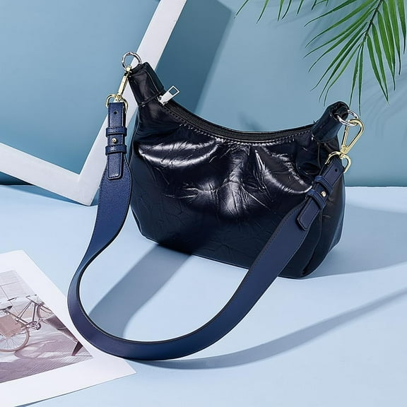 Adjustable Purse Strap 30~31.5 inch Handbag Strap 1.5 Inch Wide Blue Genuine Leather Bag Handle Replacement Handle for Women DIY Underarm Bag Handbag Shoulder Bags