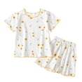 thumbnail image 4 of Gubotare Pajama Set for Girls Short Sleeve Toddler Girls Pajamas Summer Girl Thin Pajamas Short Sleeve Set Home Clothes Air Conditioning Clothes 18 24 Months (Yellow,18-24 Months), 4 of 4