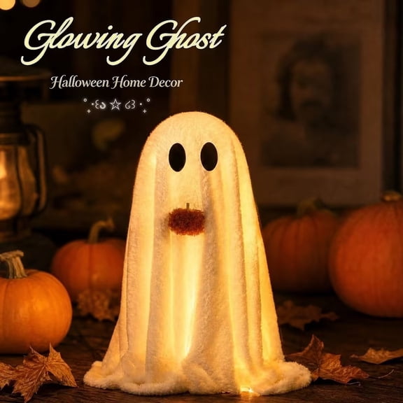 Glowing Ghost Face Spooky Home Decor, Gothic Ghost Light Halloween Decorations, Scary LED Weather-Resistant Reusable Horror Decor for Mantel, Shelf, Porch
