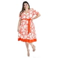 thumbnail image 1 of Vestido de flores escote cruzado Roman Fashion /Tallas Extras, 1432, (Naranja) naranja 42, 1 of 6