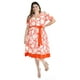 thumbnail image 1 of Vestido de flores escote cruzado Roman Fashion /Tallas Extras, 1432, (Naranja) naranja 38, 1 of 6