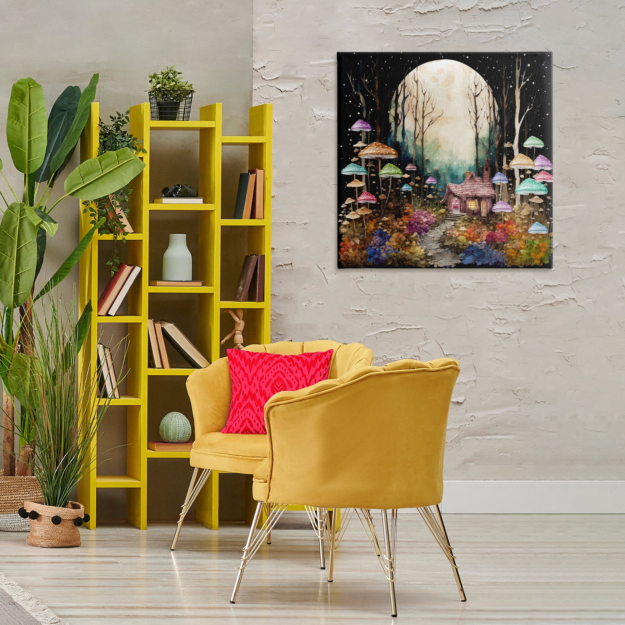 Stupell Industries Quirky Mushroom Forest Landscape & Nature Painting Wrapped Canvas Art Print Wall Art, 30 x 30