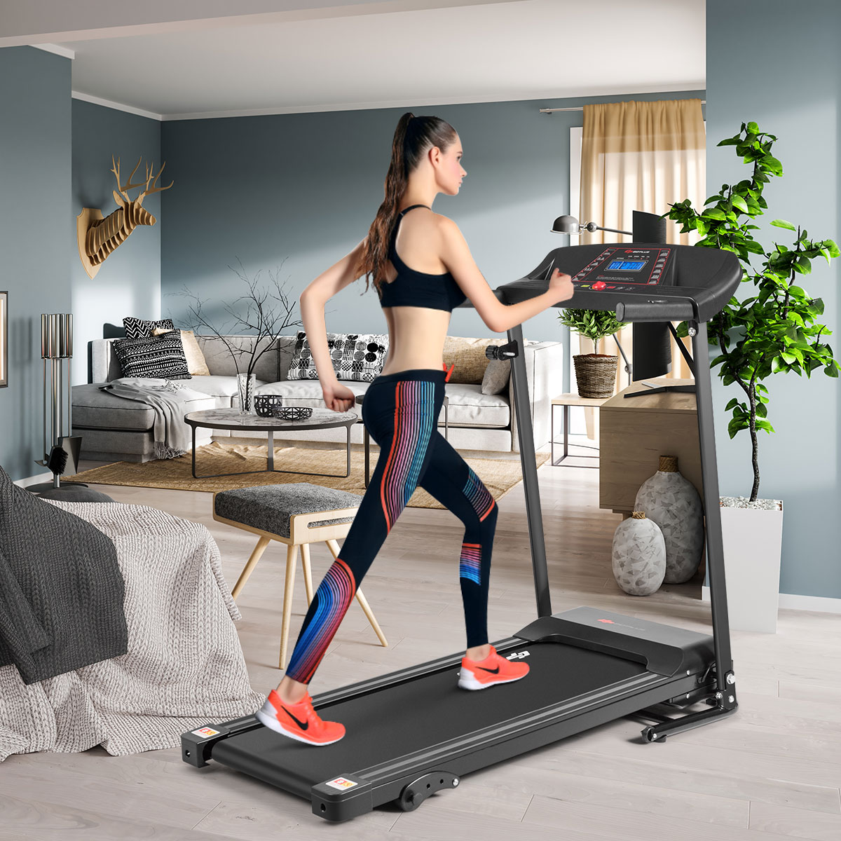 Goplus 1.0HP Folding Treadmill Electric Support Motorized Power Running Machine Trainer - image 4 of 10