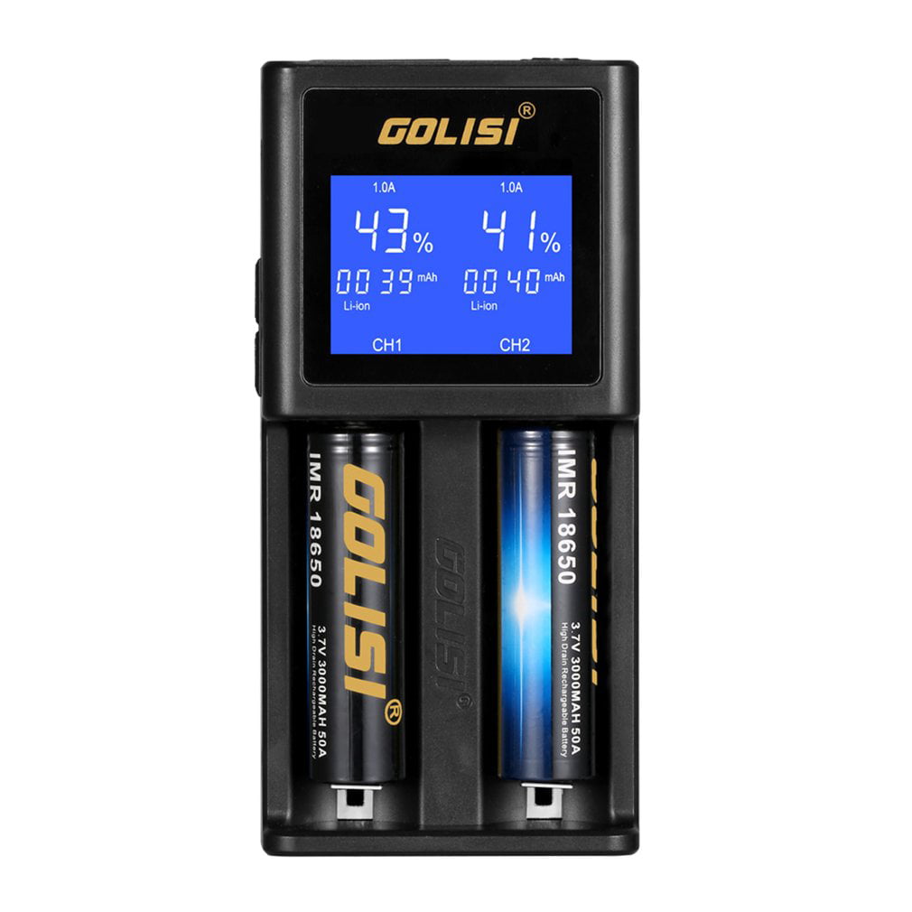 GOLISI S2 Smart LCD Battery Charger with 2 Charging Slots for Li-ion/ NiMH/ NiCd 