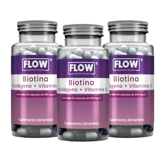 Suplemento FLOW Biotina 3 PACK 270 Capsulas 500 mg