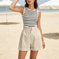 thumbnail image 5 of Utoimkio High Waist Button Shorts for Women Casual Paper Bag Waist Summer Shorts with Pockets, 5 of 7