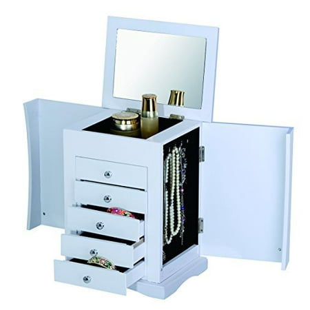 Viscologic Table Top Armoire Chest Mirrored Jewelry Box With Lots Of Storage White Canada Armoire Chest Mirrored Jewelry Box, Tabletop Jewelry Armoire