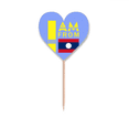 thumbnail image 1 of Je Suis de Laos Art Déco Fashion Cure-Dents Drapeaux Coeur Lable Cupcake Pics, 1 of 3